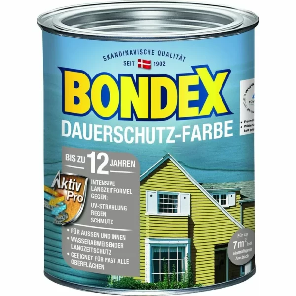 Bondex Dauerschutz-Holzfarbe 750 Ml, Schwedenrot Holzschutzfarbe Holzschutz 1